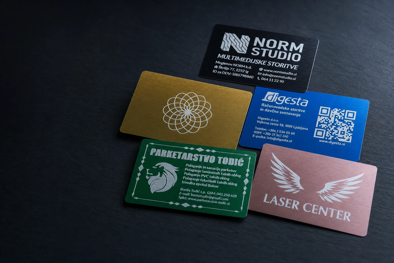 Primeri lasersko graviranih aluminijastih vizitk