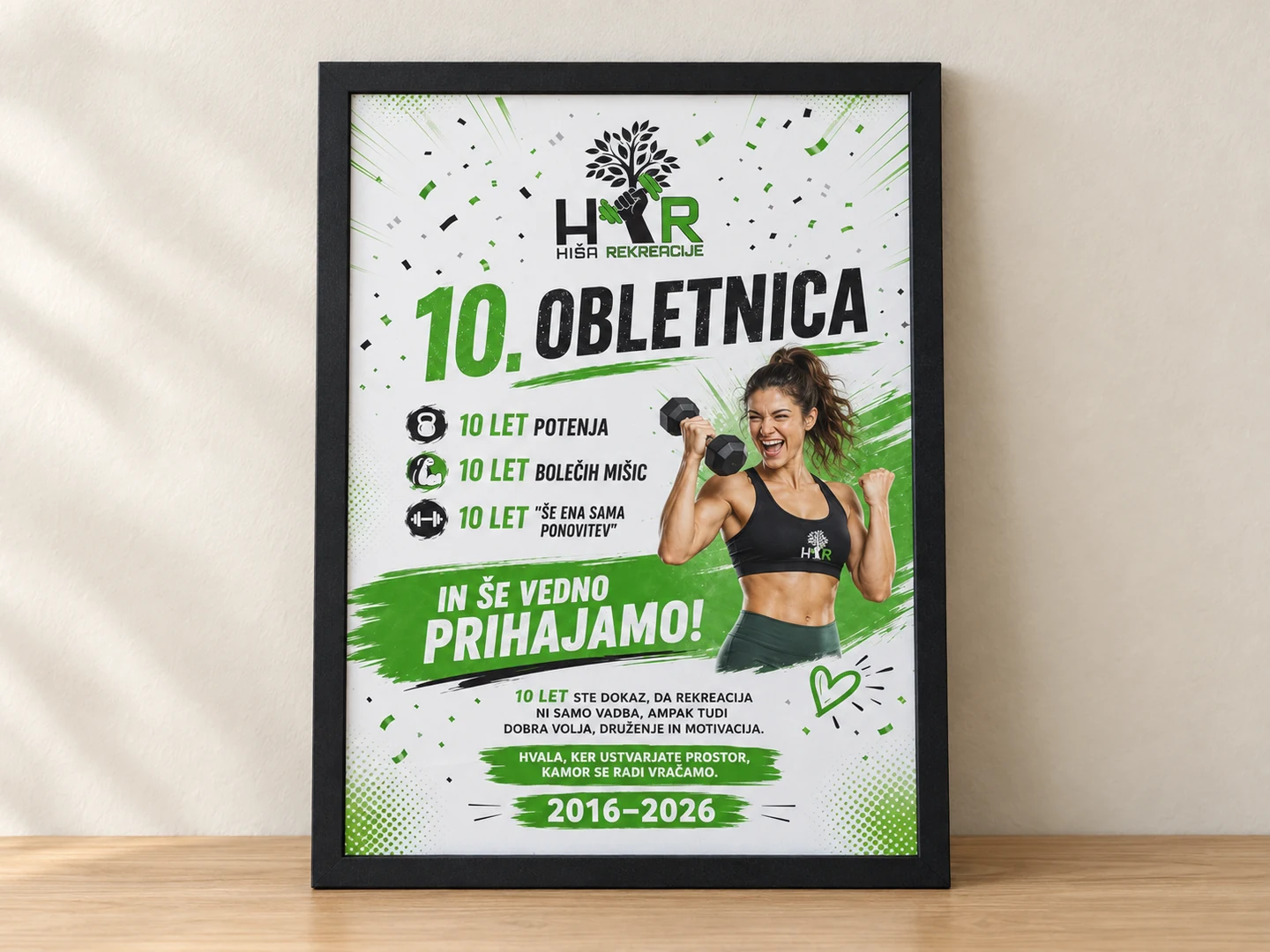 Primer osebnega plakata za obletnico v črnem okvirju – A4 ali A3